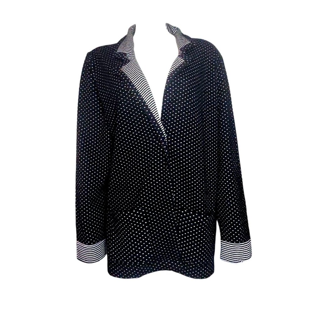 Appleseeds Woman Blazer Womens‎ Plus Size 1X Black Dotted Open Front NWOT
